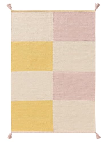 benuta Lytte Kinderteppich Anton - Multicolor/Gelb 90x130 cm - 100% Baumwolle - Rechteckig & im Style: Kindermotive, Scandi Living - Pflegeleicht für Wohnzimmer Schlafzimmer
