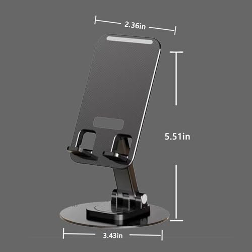 Rotatable Phone Holder, Multi-Functional Adjustable Desk Stand Compatible with Multiple Smart Devices Features a Non-Slip Pad for Stable Base (Black)