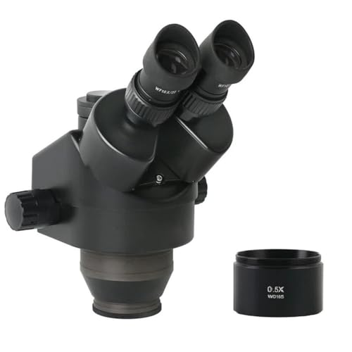 顕微鏡観察 3.5X-45X(0.5X)ホワイト/ブラック同時焦点同焦点三眼実体顕微鏡ヘッドWF10X接眼レンズ視度観察増幅ディスプレイ(Black)