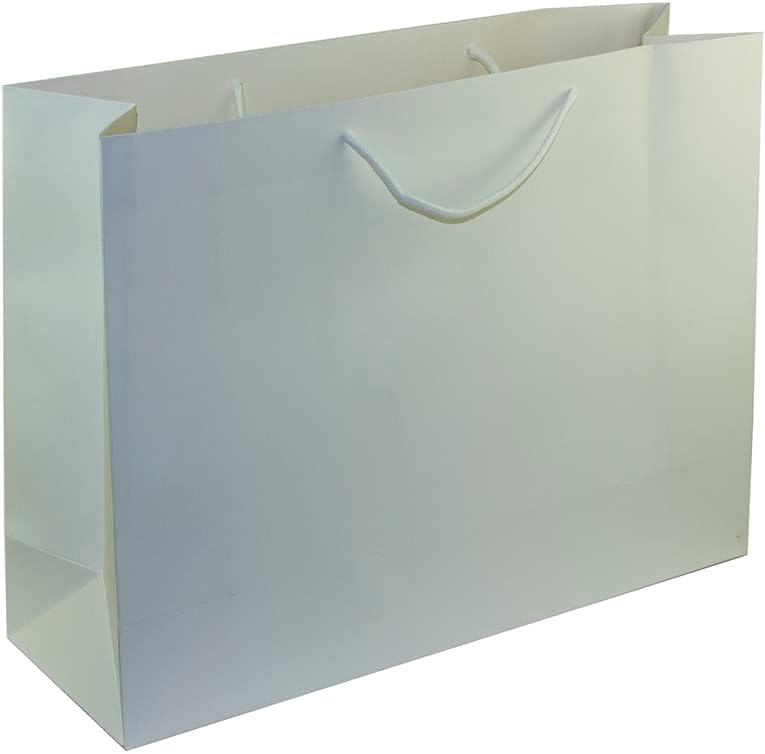 White Gift Bags with Handles, 12 Pieces Glossy Matte Party Bags, 47x35x15cm Paper Bags Kraft Bags with Handles, Retail Bags, Shopping Bags, Merchandise Bags
