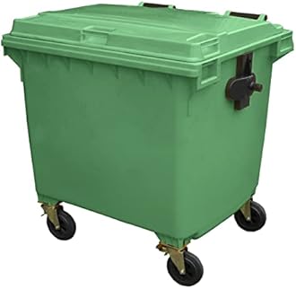 BritishBins Green 1100 ltr 4 Wheel Wheelie Bin - Large Size 4-Wheel Wheelie Bin - Tough & Durable - For All Your Outdoor Rubbish & Recycling - EN840 Certified & Tested