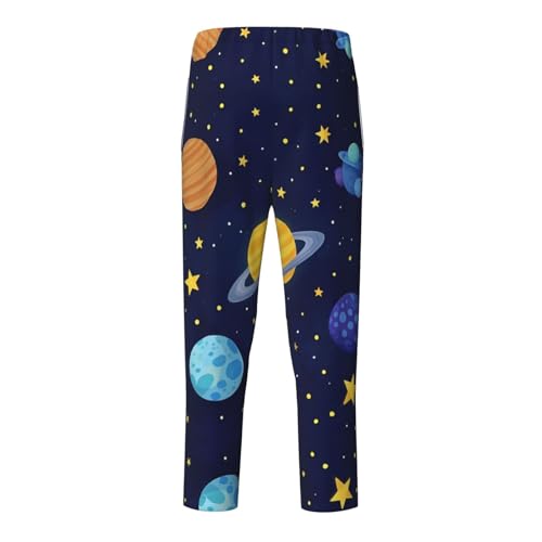 Pajama Pants Pajama Bottoms with Elastic Waistband Sleepwear Lounge PantsCartoon Planets Starry Sky2