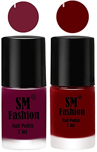 Image of Long Lasting Nail Polish | Nail Paint Combo 7 ml Each) - Set of 2 Mulberry-Dark Red