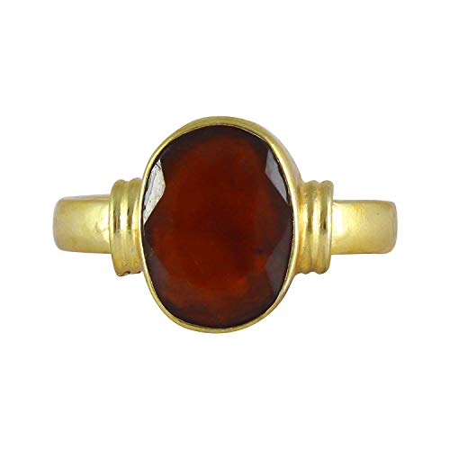 Bague réglable en hessonite gommée 9,25 Ratti 8,60 carats Ashtadhatu Angoothee