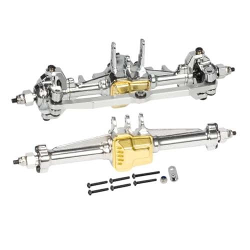 KYpfAQxeS Heavy Duty Metal Front and Rear Axles Set for 1 18 RC Crawler Car Bronco K10 Chassis Upgrade Parts(Gold Silver)