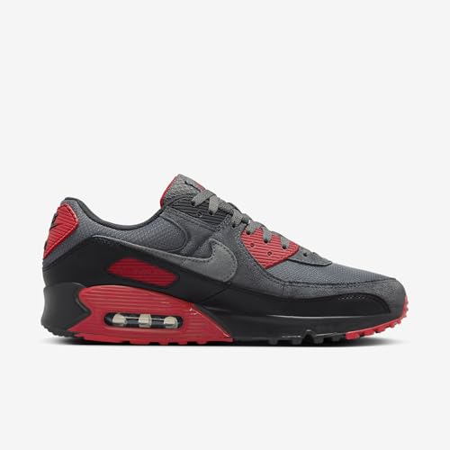 Nike Air Max 90 Men's Shoes (DM0029-007, Black/Iron Grey/Fire Red/Smoke Grey) Size 83