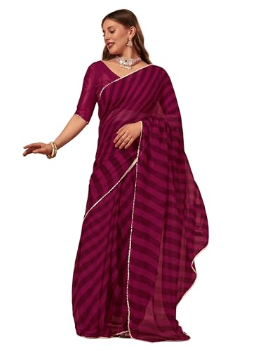 Ready to wear Pre draped Prestitched one min readymade Designer Parywear saree with Unstitch Blouse (WinePurple)