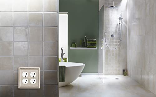Image of Henne Bery Sunken Pearls Heavy Duty Decorative Wall Plate Switch Plate Outlet Cover (Double Duplex, Satin Nickel)