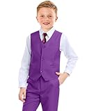 Boys Suit Formal Dress Clothes Suits for Boys Purple Tuxedo Toddler Boy Vest and Pants Set for Kids Wedding Outfit 3T