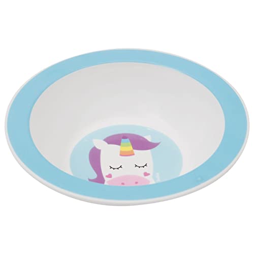 Kit Refeição Infantil 4 Peças Prato Raso, Bowl, Kit Talher Colher e Garfo e Babador com Pega Migalha