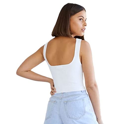 Image of SriSaras Women's Black & White Cotton Strechable Tank Tops /Crop Tops