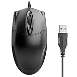 ONE-UP Wired Office Mouse, USB Interface, Ergonomic Design, 3-Button Optical Mouse,1000DPI, Compatible with Windows/Mac Laptops and Desktops, Suitable for Office and Home Use - Black (1pack)