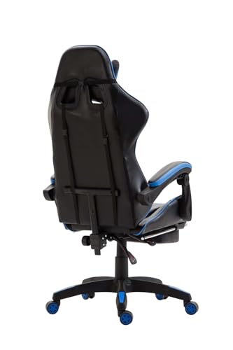 Poltrona Gaming con Poggiapiedi Ignite in Similpelle I Sedia Racing Ufficio con Cuscini Removibili, Colore:Nero/Blu - Sedia gaming - Immagine 10