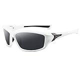Grainas Polarisierte Sportbrille Sonnenbrille für Herren Damen Fahrerbrille Radsportbrillen zum Radfahren Skifahren Autofahren Fischen Laufen Wandern UV400 Schutz (Weiß)