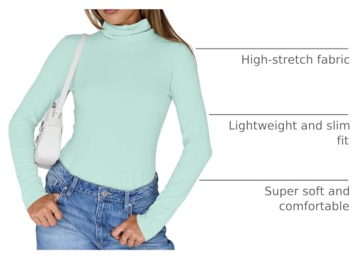 Image of Trendy Queen Womens Turtleneck Tops Winter Clothes | Long Sleeve Basic Shirts,Stretchy Fit,Tight Lightweight Fall Fashion 2026