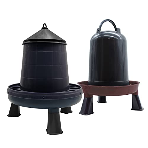 FINCA CASAREJO Pack Mangeoire 8 Kg + Abreuvoir 10 L pour Poules - Mangeoire et Abreuvoir avec Pieds - Plastique Recyclé