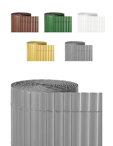 Jardin202 Cañizo PVC Doble Cara 1400gr/m² | Valla ocultación | Resistente a Rayos UV | Bridas Fijación Incluidas | 1x3m (Gris)