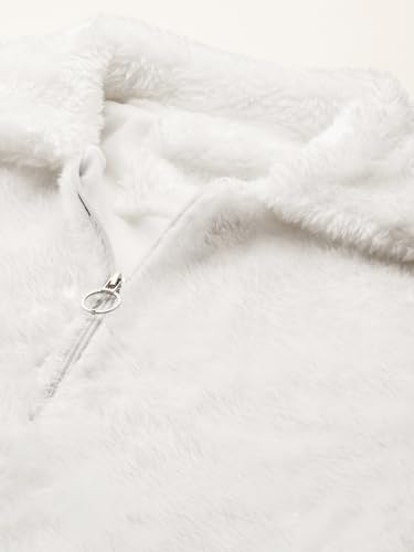 Image of Aarika Womens Winter Wear White-Pink Colour Solid Fur Sweat Shirt