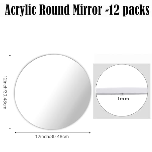 Image of 12PCS Round Mirror Plates for Centerpieces, Mirror Trays 12inch Flat Circle Mirrors for Tables Mirror Centerpieces, Circle Mirror Candle Plates for Table Centerpieces Wedding Party Centerpieces