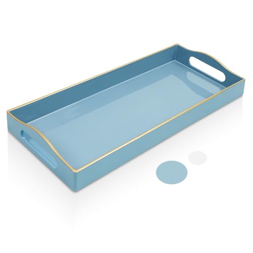 Gifturbo Bathroom Vanity Tray with Handles, Light Blue