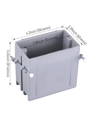 LEONLITE 22.5 Cubic Inch One Gang New Work Electrical Outlet Box, Ultra-deep Device Box, PVC Electrical Junction Box for Switch, GFCI, Step Light, ETL Listed, Gray, Pack of 6 - Thumbnail 4