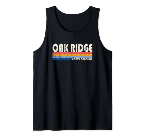Estilo vintage retro de los 70 y 80, ciudad natal de Oak Ridge, CAROLINA DEL NORTE Camiseta sin Mangas