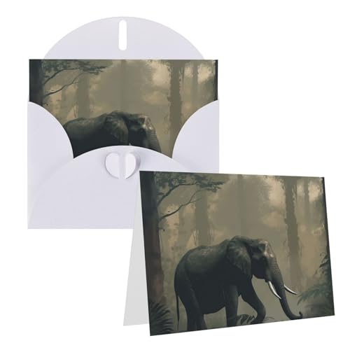 Cartes de vœux vierges éléphant avec enveloppes : ne manquez aucun événement