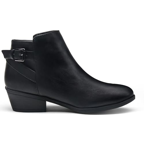 Vepose Women's Short Ankle Boots Low Heel, Western Cutout Perforated Booties