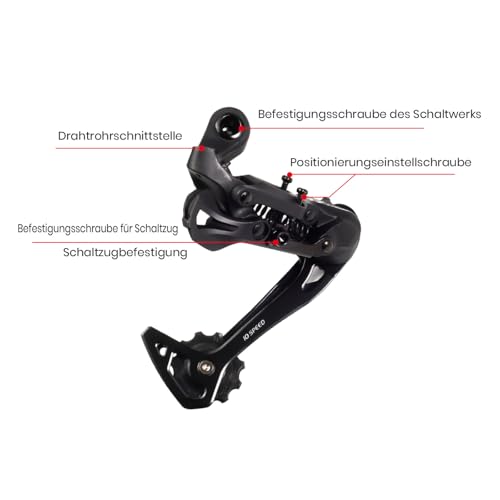 CNCLOL Schaltwerk 10 Fach für Shimano/sram，Schalthebel 10Fach Rechts, Fahrrad Schaltung 10 Fach Set für MTB/Rennrad/Mountain Bike.