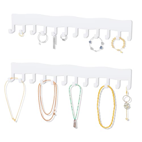 Galerie SV 2 Stück Wand Halsketten Organisator Metall Kettenhalter Schmuckaufbewahrung Wand für Halsketten, Armbänder und Ohrringe, Schnelle Installation (weiß)