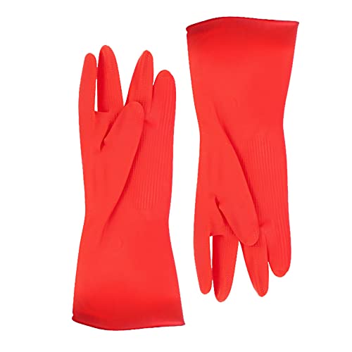 Guantes reutilizables para el hogar, guantes de goma para lavar platos, extra grueso, mangas largas, limpieza de cocina, trabajo, pintura, jardinería, cuidado de mascotas (tamaño L? (rojo)
