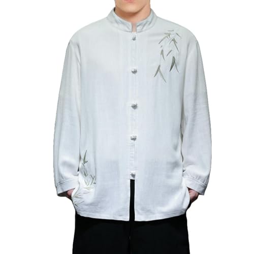 Chemise homme lin manches longues style chinois pour un look casual chic et décontracté