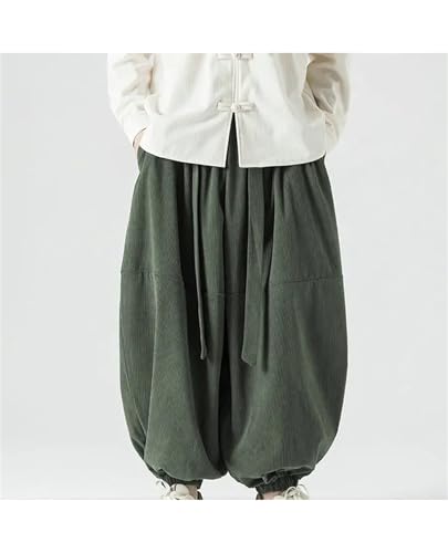 Mnjyihy Men's Streetwear Wide Leg Pants Casual Loose Solid Color Harem Pants Elastic Waist Jogging Trousers2