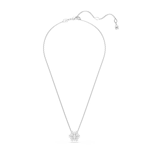 Swarovski Idyllia Pendant, Mixed Cuts, Snowflake, Clear, Rhodium Finished2