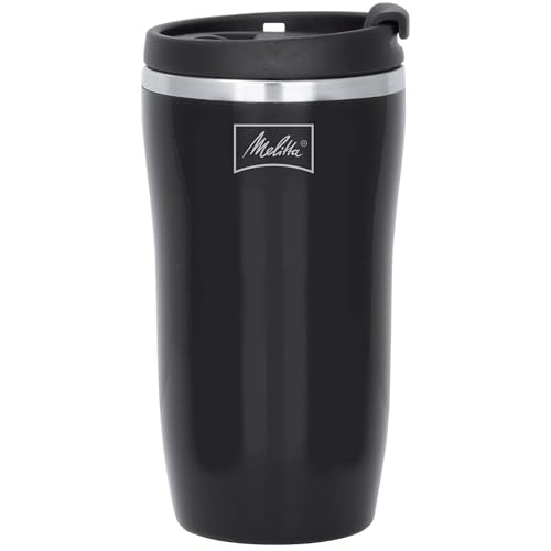 Melitta 6758255 Taza Isotérmica, Base Antideslizante, Antigoteo, Totalmente Hermético, Negro, 1 Unidad (Paquete de 1), 250 ml