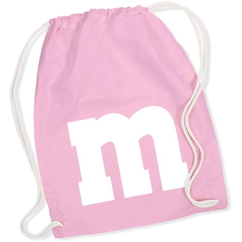 Alsino M und M Turnbeutel - M&M Karneval Kostüm Damen Herren MM Gruppenkostüm - Fasching Verkleidung Rucksack Farbe rosa