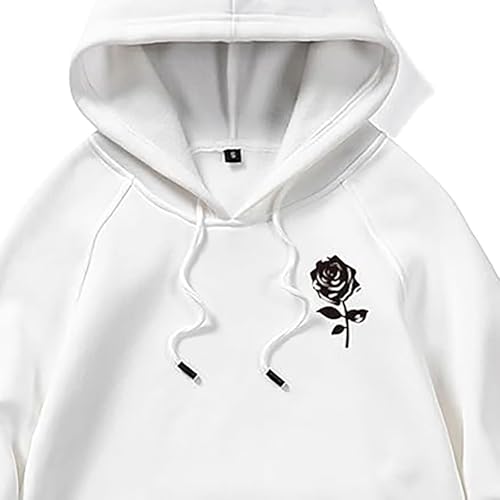 Mens Rose Graphic Hoodie Fall Shirt Long Sleeve Trendy Hooded Sweatshirts Fashion Drawstring Pullover with Pocket3