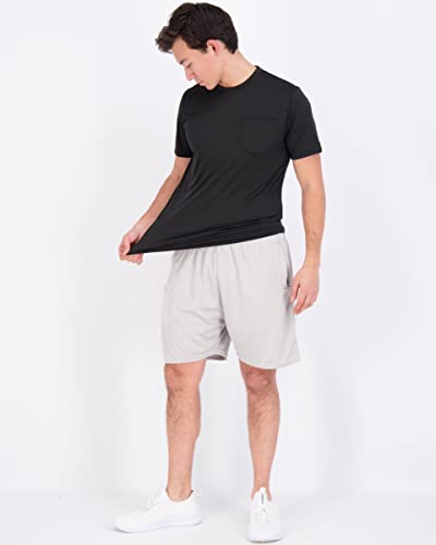 Mens Quick Dry Dri Fit Moisture Wicking Active Wear Workout Running Training Athletic Performance Short Sleeve Crew Pocket T-Shirt Undershirt Essentials Top Tee Ropa Deportiva Para Hombre-Set 4, L #TOP3