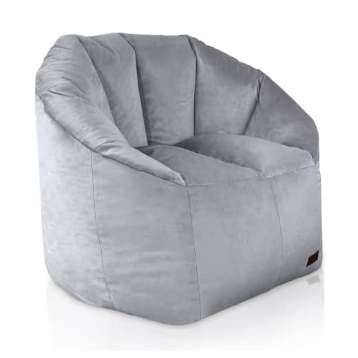 Aiire Puff Salon Moderno de Lujo - Sofa Puf de Diseño en Terciopelo Premium - Puffs con Relleno Incluido para Adultos o Decoracion Habitacion Juvenil - Bean Bag Chair Infantil XXL Gris