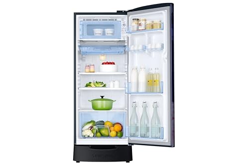 Image of Samsung 183 L, 5 Star, Digital Inverter, Direct-Cool Single Door Refrigerator (RR20F2825BB /NL, Begonia Blue, Base Stand Drawer)