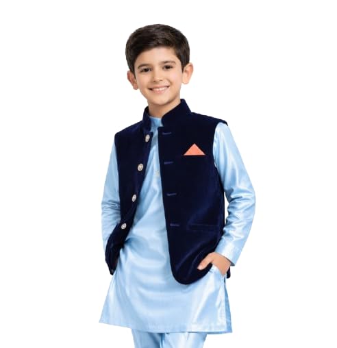 Image of T+D Ethinic Wear Velvet Western Style Sleeveless Half Blazer Fancy Coat Jacket For Kids Boys