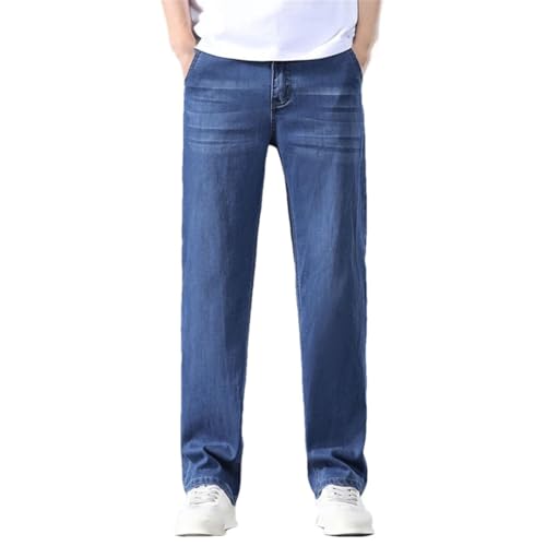 Men's Lyocell Business Jeans Spring Thin Casual Straight Fashion Loose Comfortable Denim Trousers