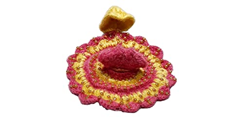 Image of Triash Laddu Gopal Handmade Woolen Dress with Cap for Winter,(8 * 8 Inch for 4 no. Kanha ji) (Lavender and Cream)