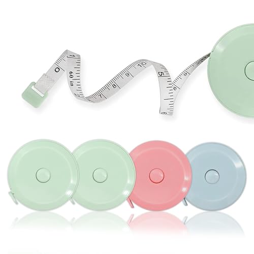 Snokay 4 Pack Tape Measure - Retractable Small Mini Soft Sewing Fabric Cloth Waist Tape Measure Body Measuring Tape - Premium Retractable Fabric and Cloth Tape Measure, 150cm/60inch
