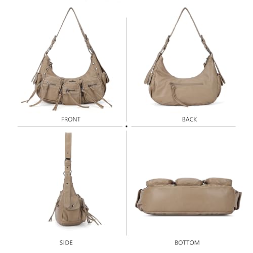 Image of Angel Kiss Hobo Bags Purse for Women Y2K Shoulder Bag Multi Pockets Designer Satchel Studded Handbags with Strap