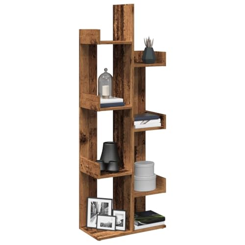 LAPOOH Armario de Libros Madera contrachapada Envejecida 48x25,5x140cm, Armarios De Oficina, Armario Archivador, Mueble Archivador, Mueble Escobero Interior - 856694