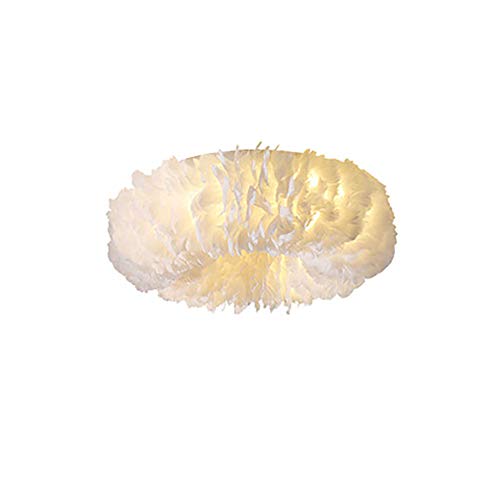 Plafonnier plumes LED en métal blanc, lustre haut de gamme moderne 50 cm