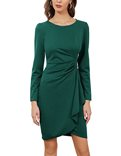 Kate Kasin Women's Wear To Work Dresses Retro Ruched Cocktail Bodycon Dress Dark Green M #TOP13