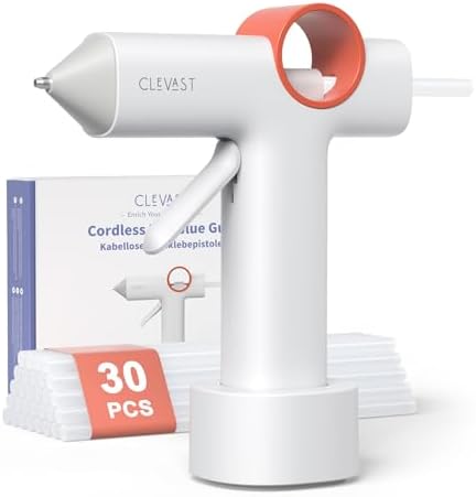 CLEVAST Cordless Hot Glue Gun Set with 30 Glue Sticks, 120+ Min R...