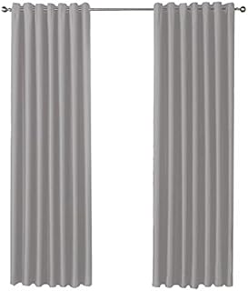 Olivia Rocco Blackout Eyelet Curtains Black Out Thermal Ring Top Curtain Pair Window Treatment Living Room Bedroom, 66" (Width) x 90" (Drop) Silver